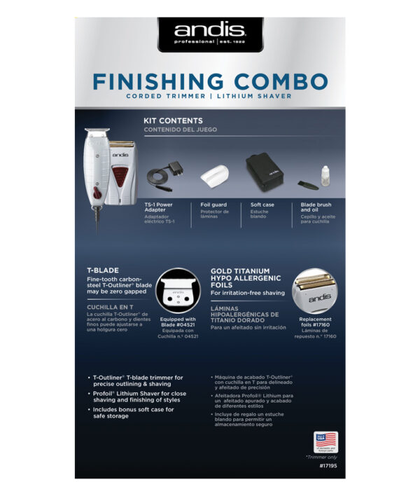 Andis Finishing Combo T-Outliner Trimmer & Profoil Lithium Shaver (17195) - Image 3