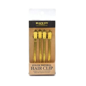 Black Ice 4pc Duck Bill Hair Clips Gold | BIC025GOL