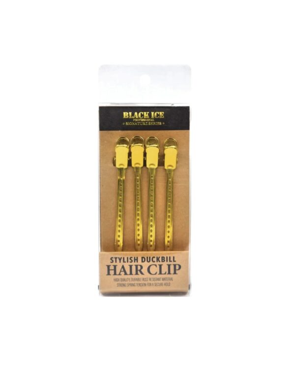 Black Ice 4pc Duck Bill Hair Clips Gold | BIC025GOL