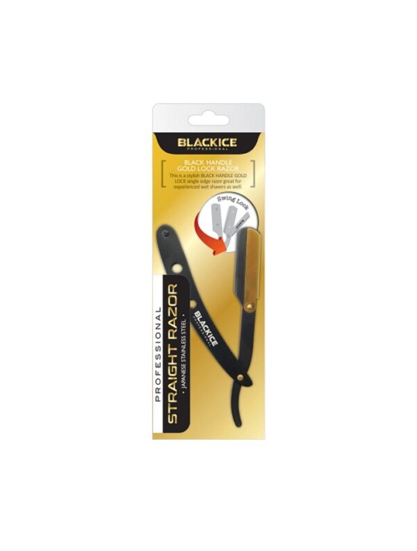 Black Ice Swing Lock Gold/Black Razor Holder | BIC601-2