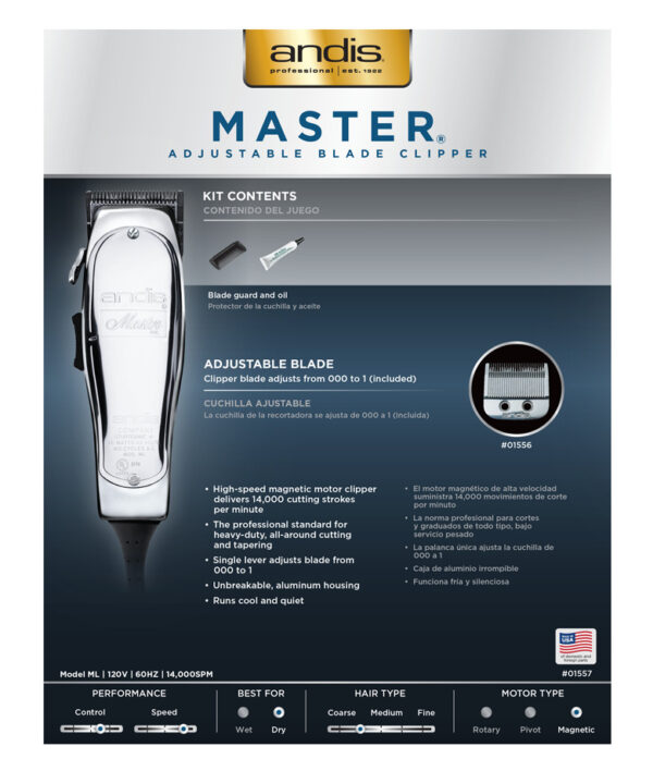 Andis Master Corded Clipper (01825) - Image 3